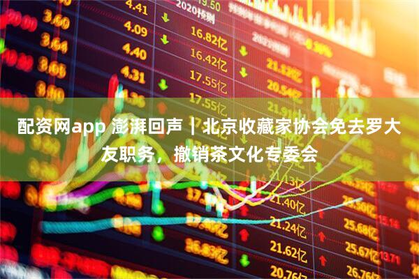 配资网app 澎湃回声｜北京收藏家协会免去罗大友职务，撤销茶文化专委会